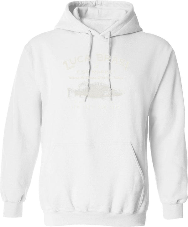 Luca Brasi Fish Market Worn Dks Graphic Pullover Hoodie - White