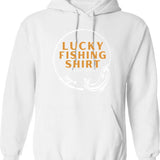 Lucky Fishing Shirt Hoodie - Retro Graphic Pullover Hoodie for Men & Women - White