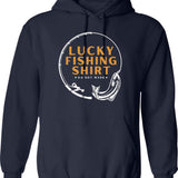 Lucky Fishing Shirt Hoodie - Retro Graphic Pullover Hoodie for Men & Women - Navy