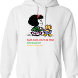 Mafalda Quino Comics Hoodie - Retro Graphic Pullover Hoodie for Men & Women - White