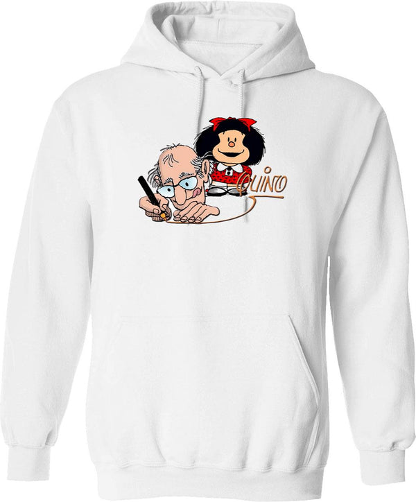 Mafalda Quino Hoodie - Retro Graphic Pullover Hoodie for Men & Women - White