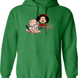 Mafalda Quino Hoodie - Retro Graphic Pullover Hoodie for Men & Women - Green
