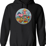 Magical Garden Hoodie - Retro Graphic Pullover Hoodie for Men & Women - Black