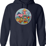 Magical Garden Hoodie - Retro Graphic Pullover Hoodie for Men & Women - Navy