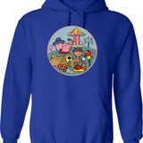 Magical Garden Hoodie - Retro Graphic Pullover Hoodie for Men & Women - Blue