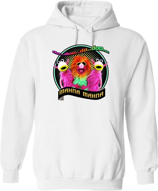 Mahna Mahna Hoodie - Retro Graphic Pullover Hoodie for Men & Women - White