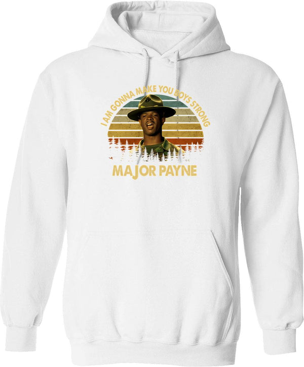 Major Great White General Hoodie - Retro Graphic Pullover Hoodie for Men & Women - White