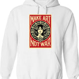 Make Art Not Content Essentiel Hoodie - Retro Graphic Pullover Hoodie for Men & Women - White