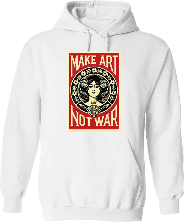 Make Art Not Content Essentiel Hoodie - Retro Graphic Pullover Hoodie for Men & Women - White