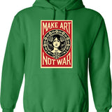 Make Art Not Content Essentiel Hoodie - Retro Graphic Pullover Hoodie for Men & Women - Green