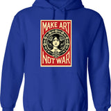 Make Art Not Content Essentiel Hoodie - Retro Graphic Pullover Hoodie for Men & Women - Blue