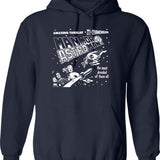 Man In Boat Hoodie - Retro Graphic Pullover Hoodie for Men & Women - Navy
