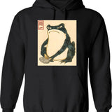 Matsumoto Hoji Japanese Frog Hoodie - Retro Graphic Pullover Hoodie for Men & Women - Black