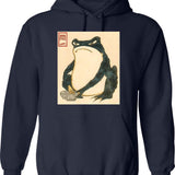 Matsumoto Hoji Japanese Frog Hoodie - Retro Graphic Pullover Hoodie for Men & Women - Navy