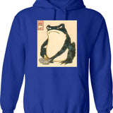 Matsumoto Hoji Japanese Frog Hoodie - Retro Graphic Pullover Hoodie for Men & Women - Blue