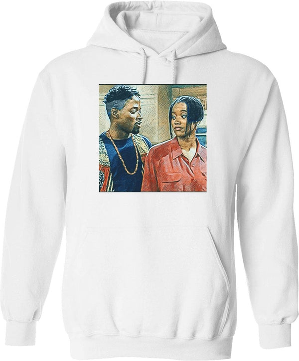 Max And Big Wolf Hoodie - Retro Graphic Pullover Hoodie for Men & Women - White