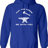 May The 14 Be With You Sewing Machine Quilting Vintage Funny Womens Hoodie - Blue