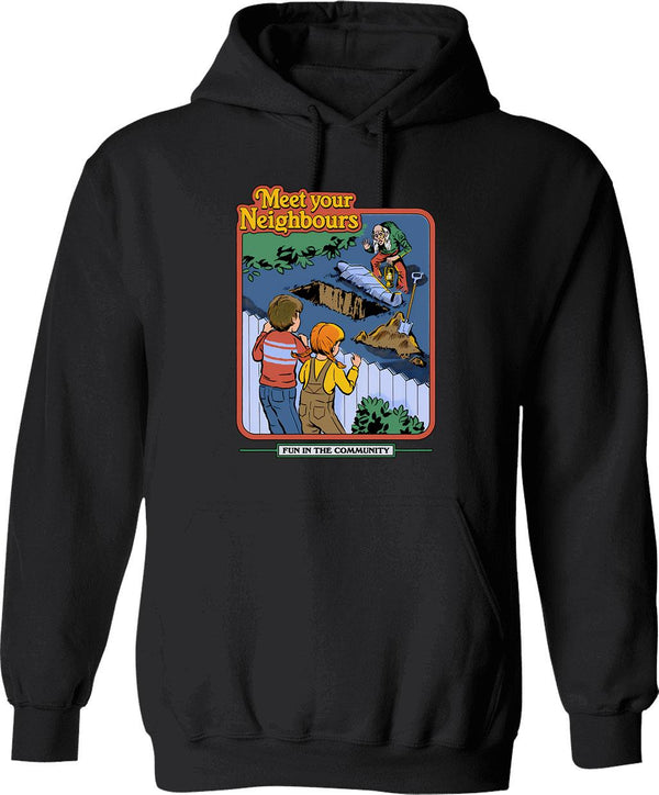 Meet Your Doppelgnger Hoodie - Retro Graphic Pullover Hoodie for Men & Women - Black