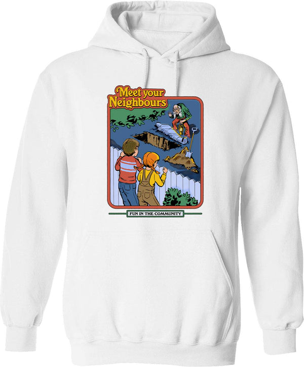 Meet Your Doppelgnger Hoodie - Retro Graphic Pullover Hoodie for Men & Women - White