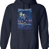 Megarock City Hoodie - Retro Graphic Pullover Hoodie for Men & Women - Navy