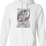 Megarock City (1) Hoodie - Retro Graphic Pullover Hoodie for Men & Women - White