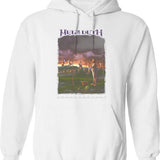 Megarock City (2) Hoodie - Retro Graphic Pullover Hoodie for Men & Women - White