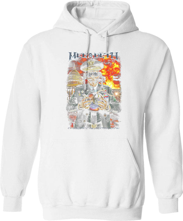 Megarock City (3) Hoodie - Retro Graphic Pullover Hoodie for Men & Women - White