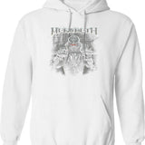 Megarock City (5) Hoodie - Retro Graphic Pullover Hoodie for Men & Women - White