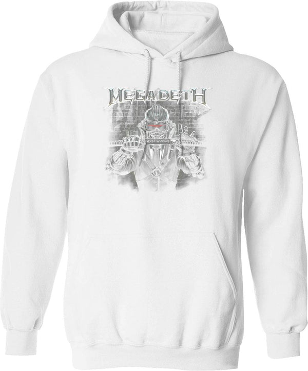 Megarock City (5) Hoodie - Retro Graphic Pullover Hoodie for Men & Women - White