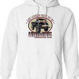 Megarock City (6) Hoodie - Retro Graphic Pullover Hoodie for Men & Women - White