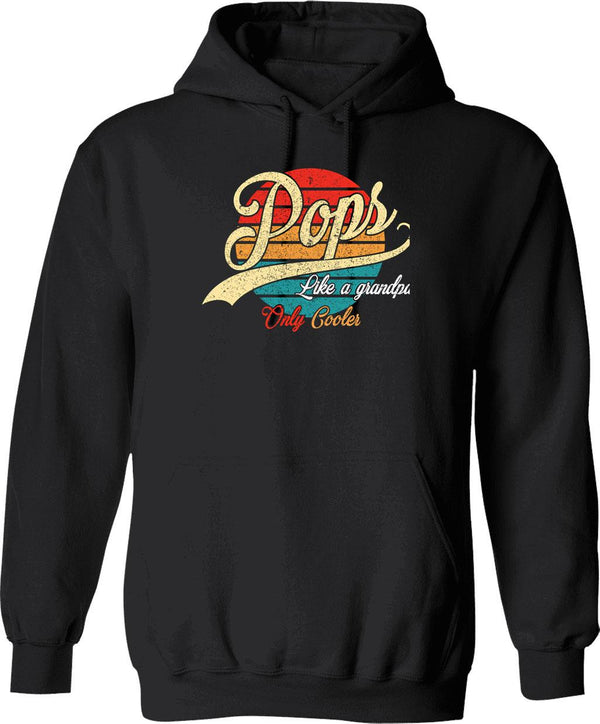 Mens Pops Like A Grandpa Only Cooler Vintage Retro Father's Day Hoodie - Black