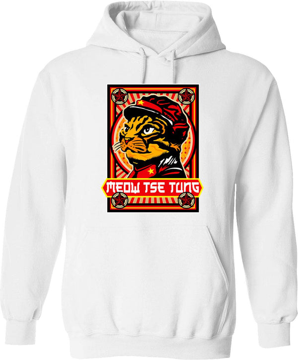 Meow Anything Hoodie - Retro Graphic Pullover Hoodie for Men & Women - White