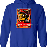 Meow Anything Hoodie - Retro Graphic Pullover Hoodie for Men & Women - Blue