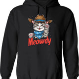 Meowdy Hoodie - Retro Graphic Pullover Hoodie for Men & Women - Black