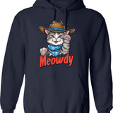 Meowdy Hoodie - Retro Graphic Pullover Hoodie for Men & Women - Navy