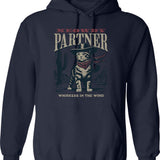 Meowdy Cowboy Hoodie - Retro Graphic Pullover Hoodie for Men & Women - Navy