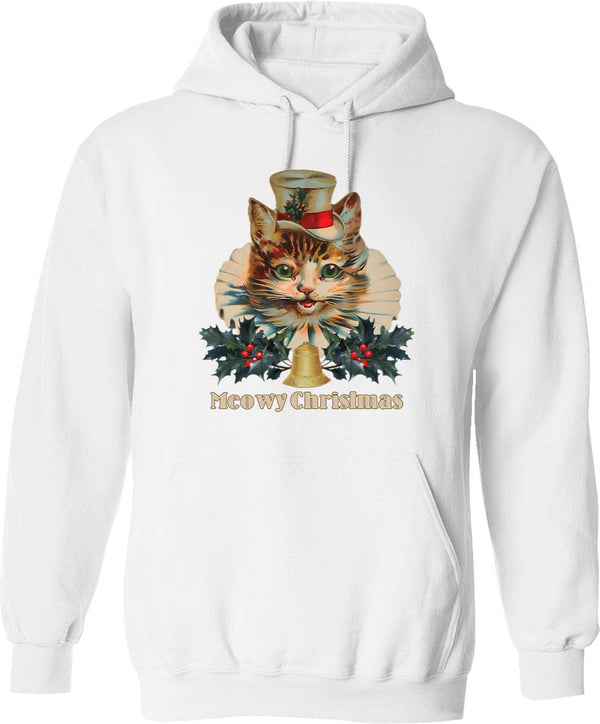 Meowtain Dew Shirt Hoodie - Retro Graphic Pullover Hoodie for Men & Women - White