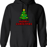 Merry Chickmas - Funny Vintage Chicken Christmas Pajama Gift Hoodie - Black