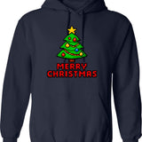 Merry Chickmas - Funny Vintage Chicken Christmas Pajama Gift Hoodie - Navy