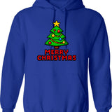 Merry Chickmas - Funny Vintage Chicken Christmas Pajama Gift Hoodie - Blue