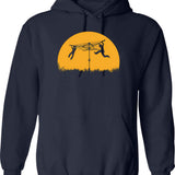 Merry Go Hills Hoist Hoodie - Retro Graphic Pullover Hoodie for Men & Women - Navy
