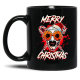 Merry Xmas Sunflower Sunglasses Horror Clown Movie Art Terrifier 2 Black Coffee Mug, Gift Coffee Mug