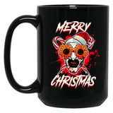 Merry Xmas Sunflower Sunglasses Horror Clown Movie Art Terrifier 2 Black Coffee Mug, Gift Coffee Mug - Black