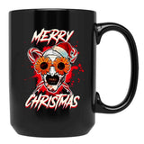 Merry Xmas Sunflower Sunglasses Horror Clown Movie Art Terrifier 2 Black Coffee Mug, Gift Coffee Mug
