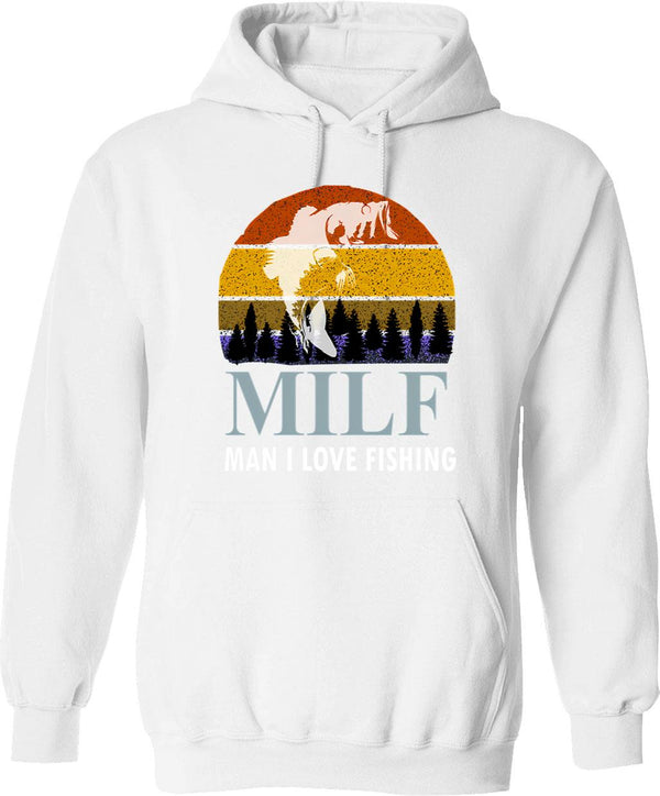 Milf Man I Love Farming- Funny Gift For Farming Lover Vintage Retro Style Hoodie - White