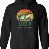 Milf Man I Love Fishing Retro Vintage Sunset Funny Fishing Gift (2) Hoodie - Black