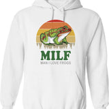 Milf Man I Love Fishing Retro Vintage Sunset Funny Fishing Gift (2) Hoodie - White