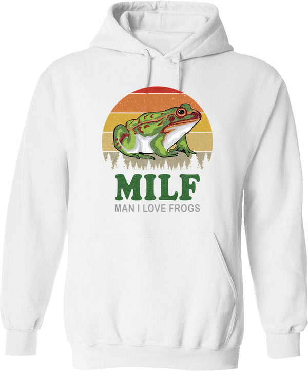 Milf Man I Love Fishing Retro Vintage Sunset Funny Fishing Gift (2) Hoodie - White