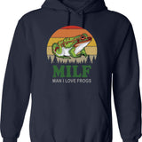 Milf Man I Love Fishing Retro Vintage Sunset Funny Fishing Gift (2) Hoodie - Navy