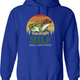 Milf Man I Love Fishing Retro Vintage Sunset Funny Fishing Gift (2) Hoodie - Blue